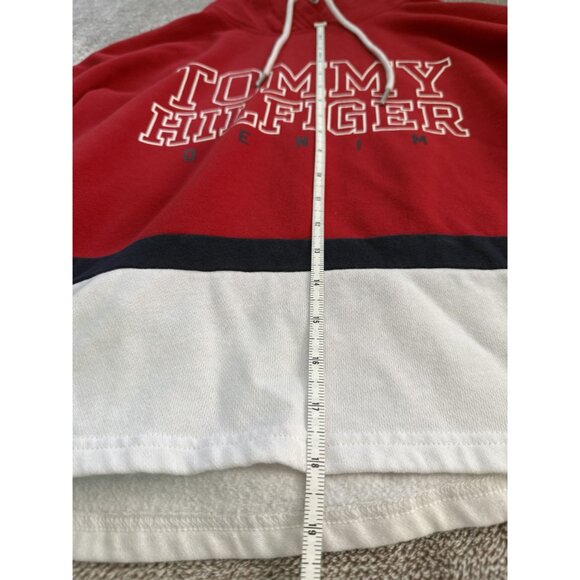 Tommy Hilfiger Denim Hockey Style Colorblock Hoodie Red White Blue - Picture 5 of 6